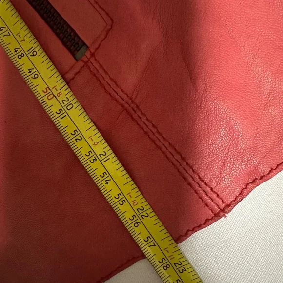 Women's  Red  Jacket  real Leather  Lamb  size large  Jaye E. NWT zipper pockets - Picture 8 of 16